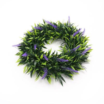 China Home Garden Office Wedding  Decoration Wholesale Faux Boxwood Wreath  for Front Door Wall Hanging Window Wedding Party Decoration Artificial Green Leaves Wreath for sale