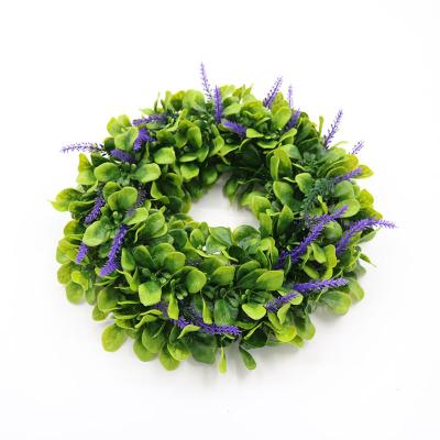 China Home Garden Office Wedding  Decoration High Quality Faux Boxwood Wreath  for Front Door Wall Hanging Window Wedding Party Decoration Artificial Green Leaves Wreath for sale