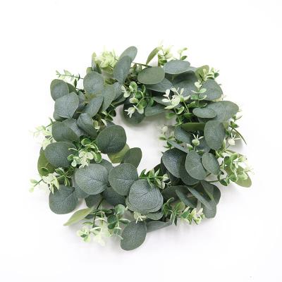 China Home Garden Office Wedding  Decoration Party Home Decor Faux Real Touch Silk Eucalyptus Leaf Artificial Green Eucalyptus Leaves Wreath for sale