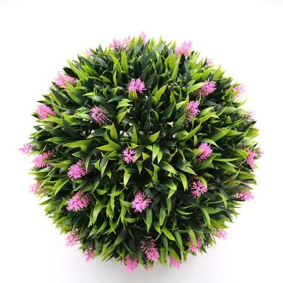 China Home Garden Office Wedding  Decoration Anti UV  Indoor Decorative Plastic Hanging Topiary Pink Lavender Grass High Quality Artificial Flower Ball for sale