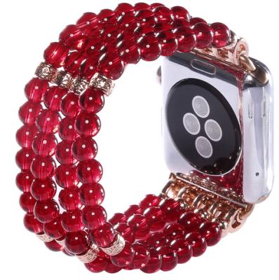 China Adjustable Handmade Beads Watch Band Bracelet For Apple Watch Replacement Watch Strap Beach Hot Style Beaded Bracelet for sale