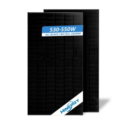 China Hinergy Factory Mono All Black 500w 540w PV Module Solar Panels 48V 500watt Price For Solar Projects 182mmx182mm for sale