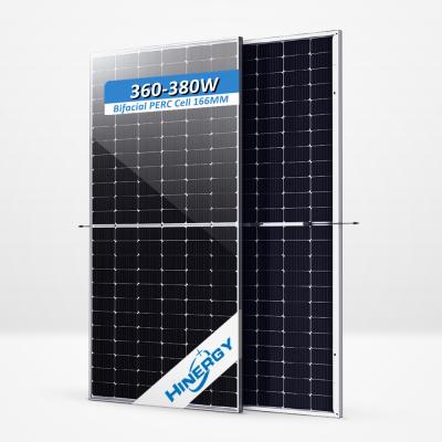 China Hinergy 166mm Mono 120 Solar Panel 166mmx166mm Solar Cells 360w 365w 370w 375w 380w Bifacial Solar Module PV for sale