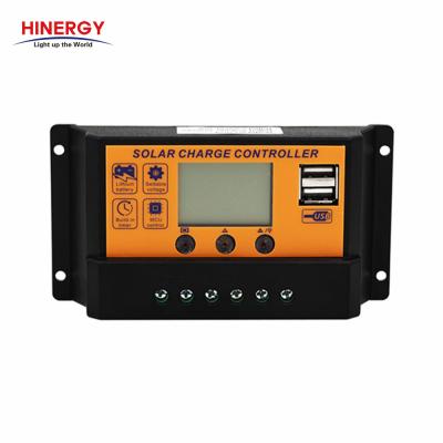 China Hinergy 12V 24V 10A 20A 30A LCD Display PWM Li-ion Charge Controller Solar Regulator Charger Controller For Lithium Ion Battery for sale