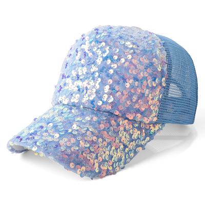 China Wholesale Custom Plain White COMMON Trucker Hats Fashion Full Sequin Bling Hat for sale