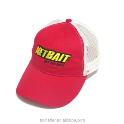 China Custom COMMON Red Tone Cotton Twill Embroidery Solid Color Mesh Front Two Unstructured Trucker Hat For Kids for sale