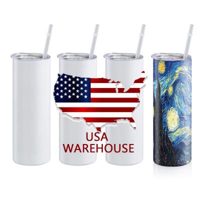 China Sustainable US Warehouse 20oz Blanks Sublimation Tumbler 30oz Double Wall Stainless Steel Skinny Straight Sublimation Tumbler with Lid for sale