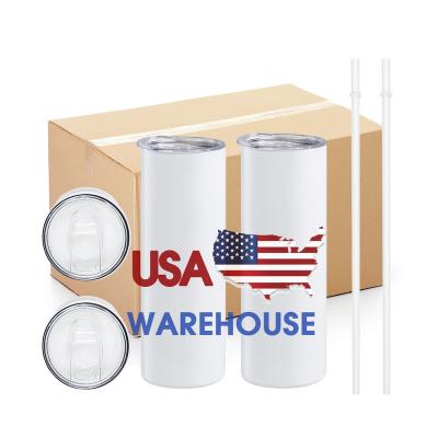 China Sustainable USA warehouse 20oz Sublimation Skinny Straight Blanks Sublimation Tumbler Stainless Steel Tumblers With stainless steel Straws for sale