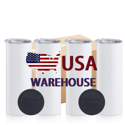 China Sustainable USA Warehouse 20oz 30oz White Sublimation Blanks Skinny Straight Double Wall Stainless Steel Sublimation Tumblers for sale