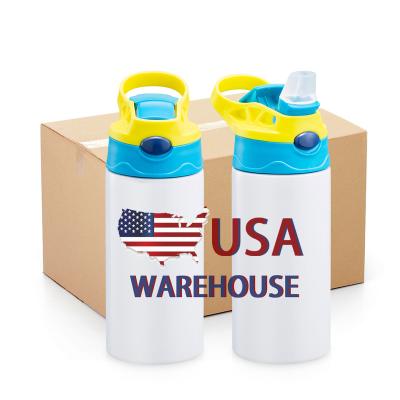 China Sustainable Usa Warehouse DIY 12oz Blanks Sublimation Kids Sippy Cup Stainless Steel Flip Top Straight Kids Sublimation Tumbler Water Bottle for sale