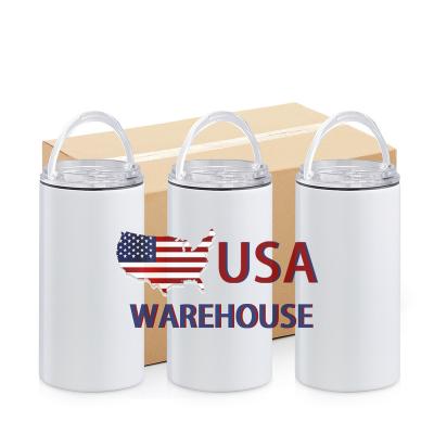 China Sustainable Wholesale 16OZ Blanks Sublimation Stainless Steel Insulated Tumblers Cups Beer Holder 4 IN 1 Sublimation Can Cooler with 2 Lids for sale