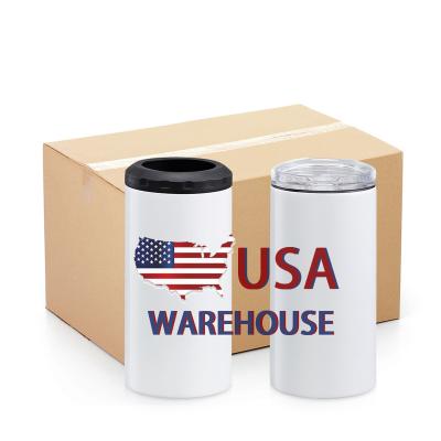 China Sustainable Us Warehouse Blanks Sublimation Can Cooler 4 In 1 Double Walled Skinny Straight Beer Bottle Holder For Hot And Cold Drinks for sale