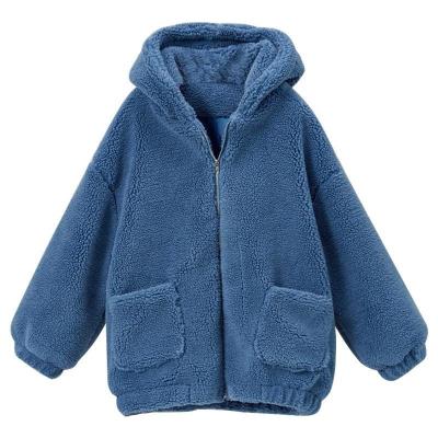 China Breathable Fashion Women's Long Sleeve Shearling Shaggy Plus Size Blue Faux Fur Jacket Coat With Zipper Warm Winter for sale