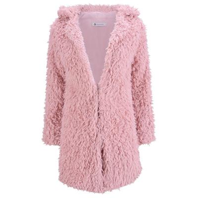 China Cheap Breathable Long Vintage Plus Size Pink Shaggy Faux Fur Coat Fleece Jackets Ditch Coat Outwear Overcoat for sale