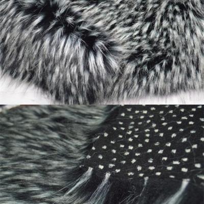 China Hot Black And White Raccoon Fur Collar Hair Dyed Faux Raccoon Fur Collar Fabric for sale