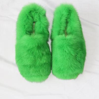 China Disposable Green Fur Shoes Women Slips Outdoor Women Fashion Style for sale