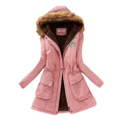 China Long Collar Anti-Shrink Cotton Fur Parkas Hoodies Warm Jackets Plus Size Winter Coat Women for sale