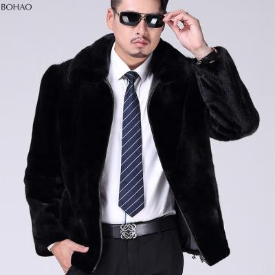 China Men's Anti-Shrink Artificial Coat Super Thick Wind Mink Fur Overcoat Jacket for sale