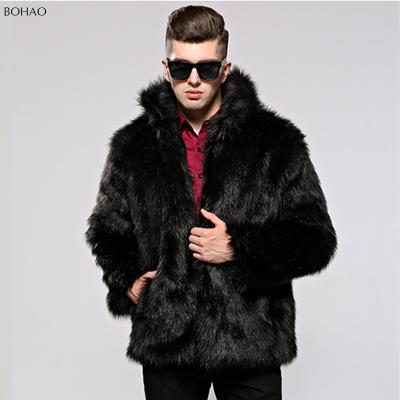 China Latest Anti-Shrink Designs Wholesale Faux Fur Coat Fancy Fur Collar Coat For Men for sale