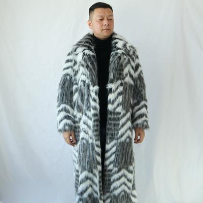 China Animal Winter Faux Fur Coat Anti - Shrink Collar Big Men 's Printing Warm Style Long for sale