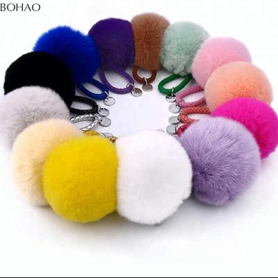 China Fluffy Pom Pom Sell Fluffy Faux Fur Pom Pom For Bag Or Key Wholesale Chain for sale