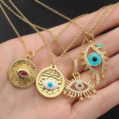 China 2021 New FASHIONABLE 18K Gold Plated Jewelry Evils Eye Pendant Necklace for sale