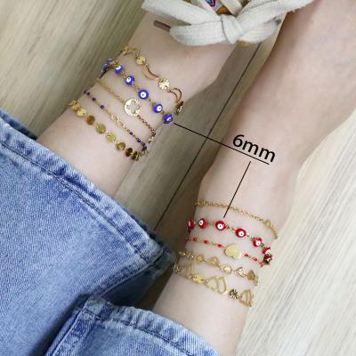 China Card High Quality 18K PVD Gold Plated 6mm Sore Eye Foot Bracelet Stainless Steel Anklet Chain Women for sale