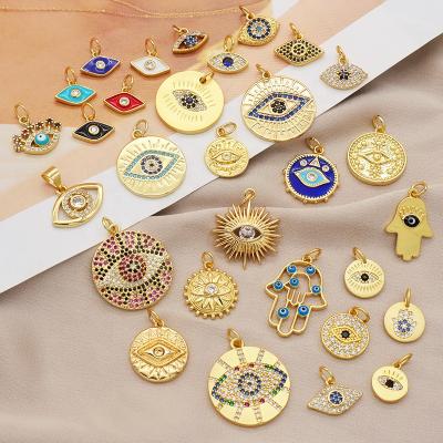 China FASHIONABLE Wholesale Bulk Turkish Gold Plated Eye Aches Pendants 18K Eye Aches Eye Necklace Charms for sale