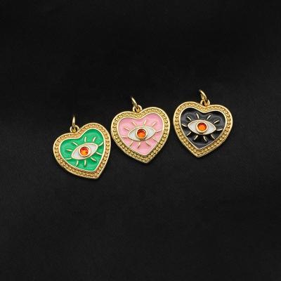 China 2022 New FASHIONABLE Enamel Love Heart Pendants Evil Eyes Gold Plated Charm Pendant For Girl Teen Women for sale