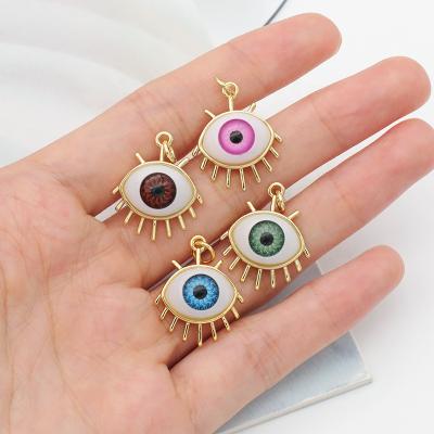 China Wholesale Latest Trendy Design Trendy Women's Brown Blue Pink Green Gold Plated Evil Eyes Pendant Jewelry for sale