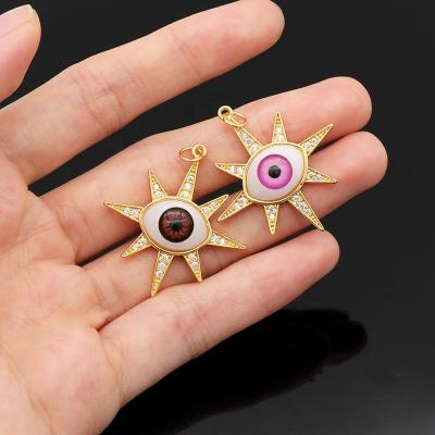 China Wholesale FASHIONABLE Women's Sun Eyes Gold Plated Evil Eyes Necklace Crystal Pendant Charm Pendant Gift Jewelry for sale