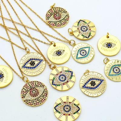 China 2021 New TRENDY Jewelry Custom Women 18K Gold Plated Evil Eyes Necklace Protection for sale