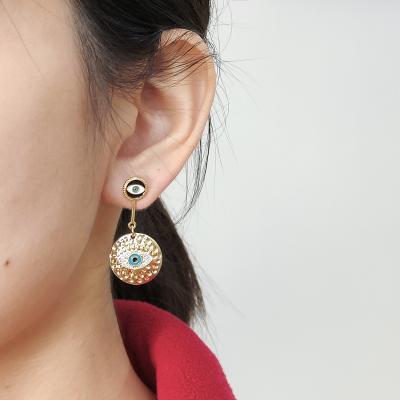 China New Fashion Bulk Sale Custom Made Women Fashion Assecories Evil Eyes Earrings Stud Jewelry Gold Plated CZ Turkey Evil Eyes Earrings for sale