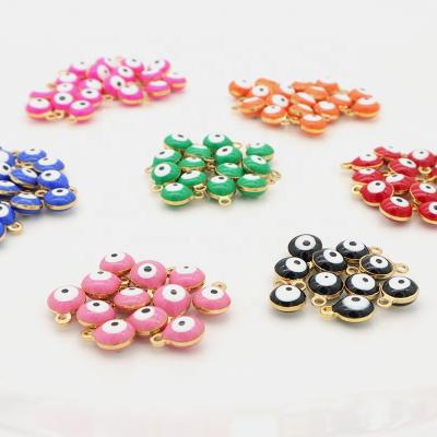 China TRENDY Multi Color Women Diy Eyes Bracelet Necklace Charm Jewelry Gold Plated Stainless Steel Enamel Evil Eyes Pendant Charm for sale