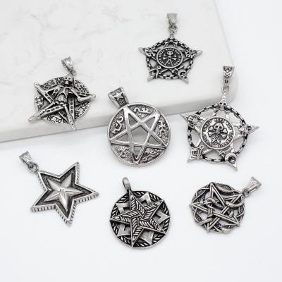 China New Fashion Bulk Sale Vintage Diy Custom Necklace FASHIONABLE Star Pendant Charm Jewelry Non Tarnish Stainless Steel Star Skull Pendant For Men for sale