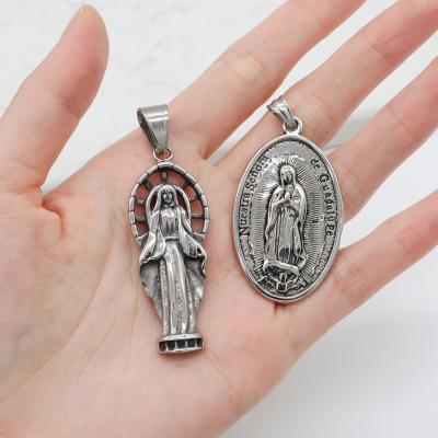 China Customized FASHIONABLE Wholesale Charm Necklace Diy Religion Jewelry Pendant Women Non Tarnish Stainless Steel Virgin Mary Pendant for sale