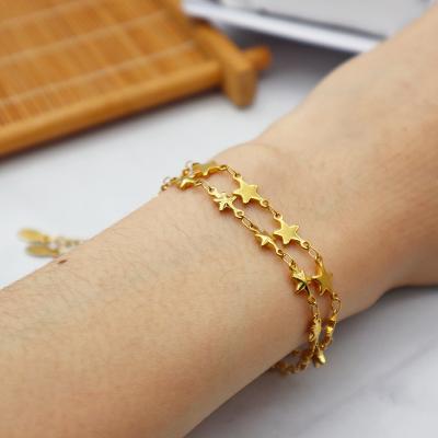 China 2021 Map Women Jewelry Star Charm Stainless Steel Trendy 18K Gold Plated Bracelet for sale