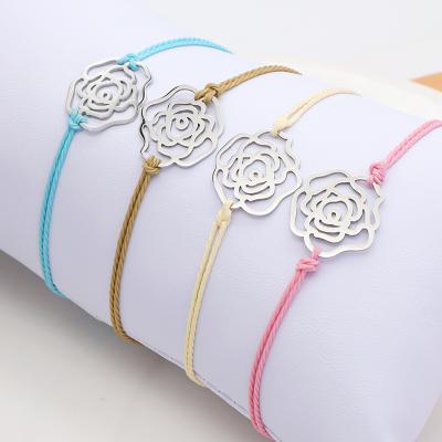 China NEW Hot Sale 2021 Simple Design Map Bracelet Stainless Steel Rose Handmade Charm Bracelet for sale