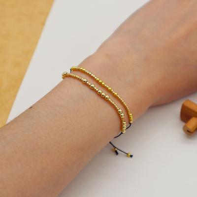 China Card Gold Plated Brass Beads Miyuki Beads Adjustable Beaded Handmade Bracelet for sale