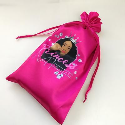 China Custom Satin Hair Extension Packaging Bag Packaging Pouch For Wigs for sale