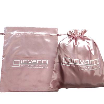 China Custom Silk Gift Wrapping Dust Satin Drawstring Bags With Logo Large Satin Drawstring Bags for sale