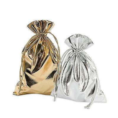 China gold.silver gift toy gift drawstring bag glitter metallic fabric for sale