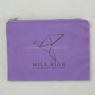 China Recyclable custom makeup zipper pouches black interior, pink zipper bag with logo, cotton exterior and silk makeup /cosmetic packaging purple for sale