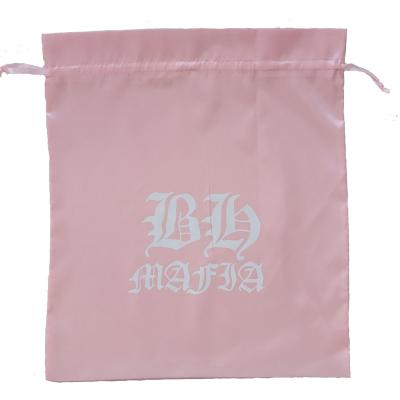 China Recyclable Custom Drawstring Pink Satin Dust Bag For Shoe for sale