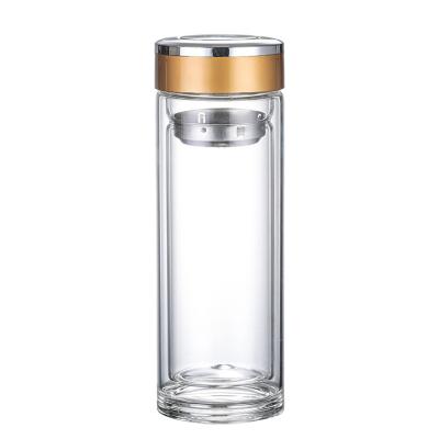 China Modern Simplicity Portable Double Layer 300ml Household Glass Commercial Thickened Heat Resistant Water Bottles for sale