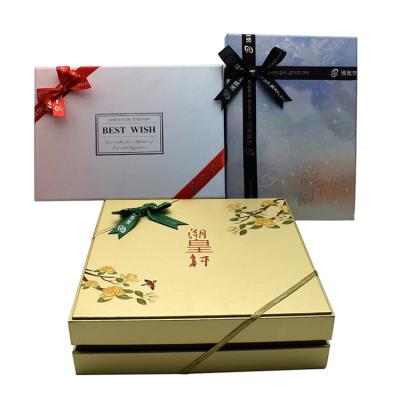 China Recycled Beautiful Hardcover Luxury Gift Box Materials Hot Sale Formal Nylon Package Box With Bow Knot for sale