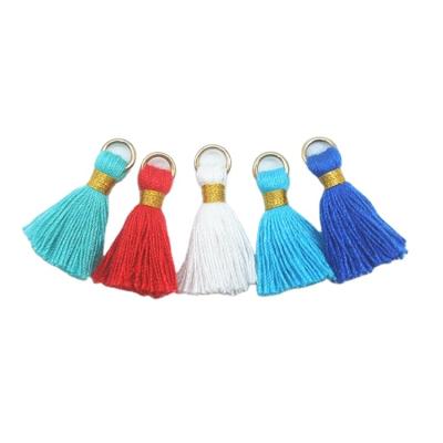 China Carry Chinese Product Cheap Solid Fashiontable Metal Ring Small Colorful 100% Cotton Tassel For Curtain Bag Key Chain for sale