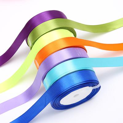 China High Quality Recyled Gift Satin Roll Ribbon For Flower Gift Wrapping Solid Color Ribbon Recycled 100% Polyester Ribbon for sale