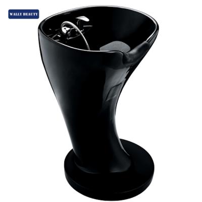 China Modern Portable Hair Wash Basin Black Fiberglass Shampoo Bowl for sale