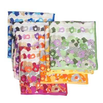 China Square Fashion Wholesale Printed Square Scarves Women Stripe Dot Custom Satin Hair Silk Scarf For Girls for sale